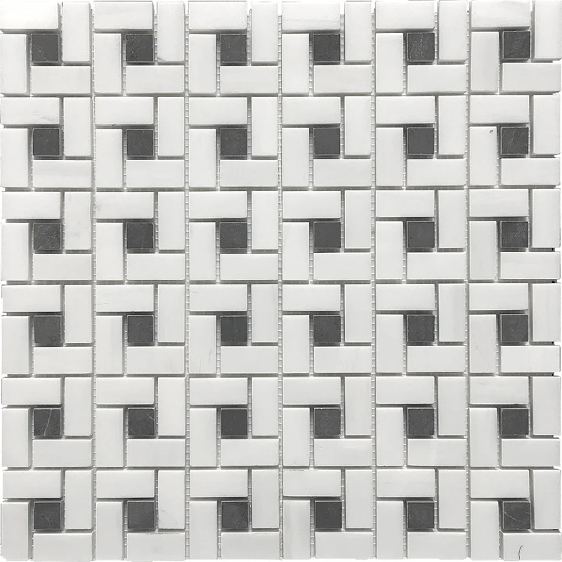 Sky White Mount Grey Polished Mosaic 12"